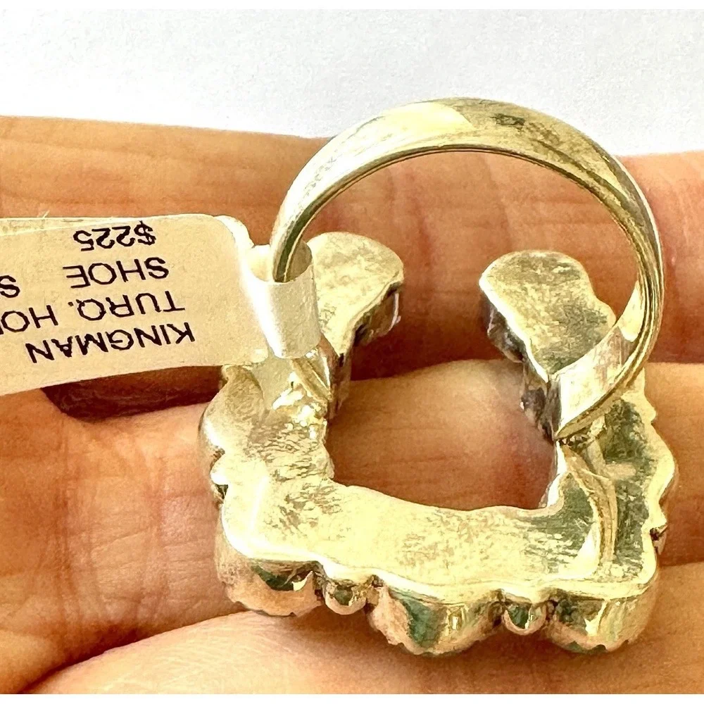 Horseshoe Turquoise Ring Sz‎ 7 Sterling Old Style Patina Lucky Southwest Hada